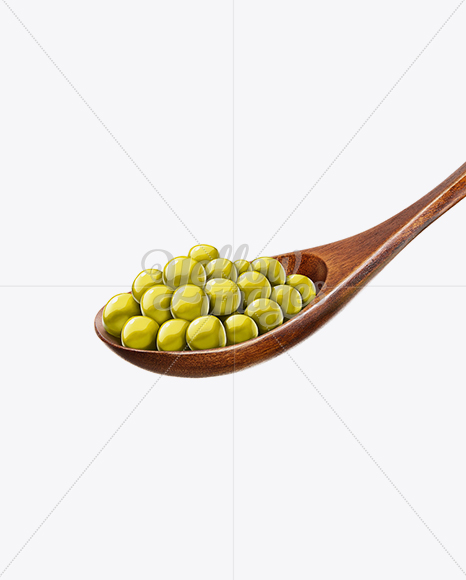 Download Wooden Spoon With Green Peas in Object Mockups on Yellow ...