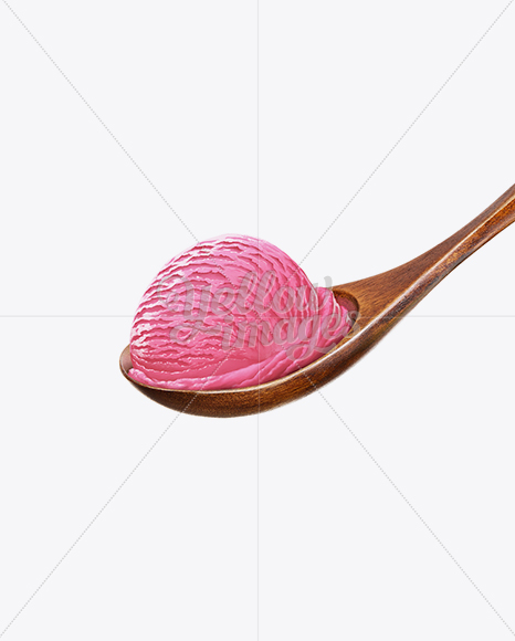 Free Wooden Spoon With Strawberry Ice Cream Object Mockups
