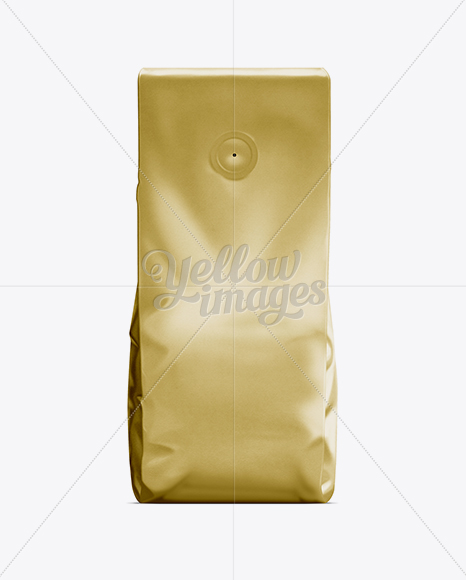 Download Coffee Bag With Valve Gold In Bag Sack Mockups On Yellow Images Object Mockups Yellowimages Mockups