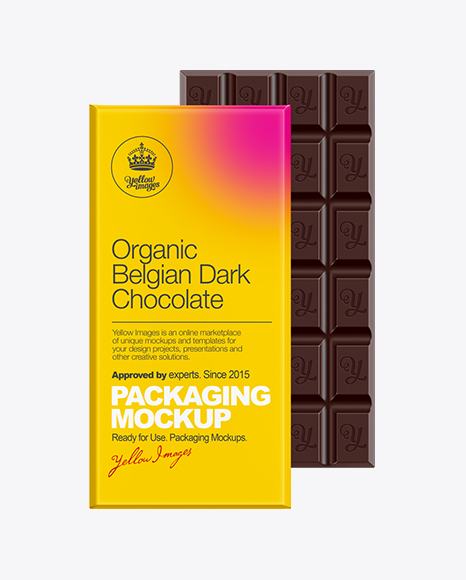 Download Dark Chocolate Bar Mockup In Packaging Mockups On Yellow Images Object Mockups