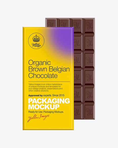 Download Chocolate Bar Packaging Mockup In Packaging Mockups On Yellow Images Object Mockups PSD Mockup Templates