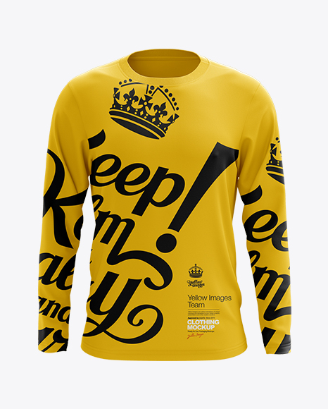 Download Mens Long Sleeve T Shirt Hq Mockup Front View In Apparel Mockups On Yellow Images Object Mockups PSD Mockup Templates