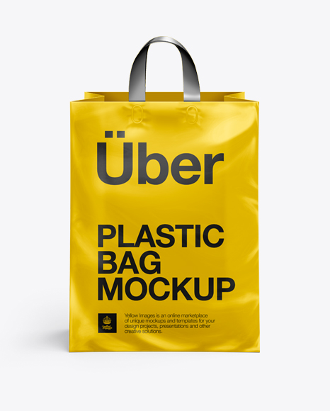 Download Plastic Shopping Bag W Loop Handles Mockup Front View In Bag Sack Mockups On Yellow Images Object Mockups