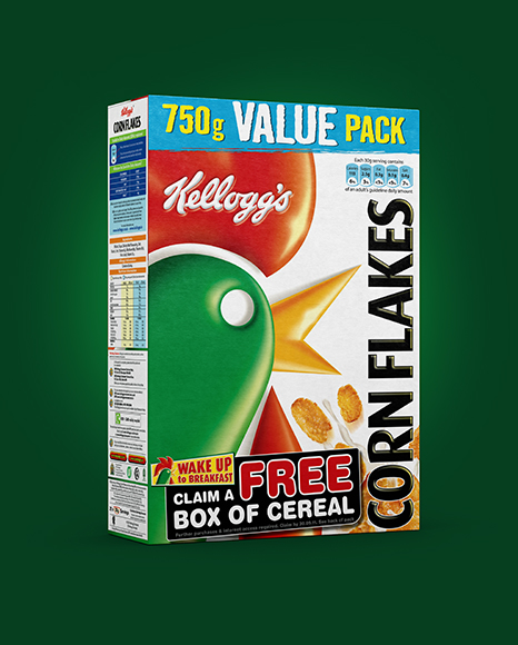 Cereal Box Mockup   25° Angle Front View (Eye Level Shot) PSD #3