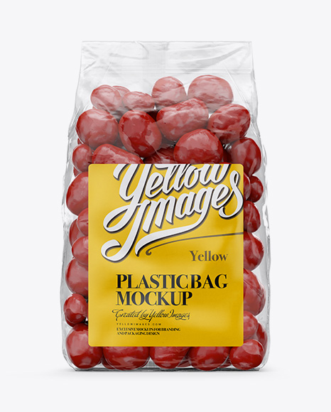 Download Clear Plastic Bag With Red Chocolate Dragee Mockup in Bag ...