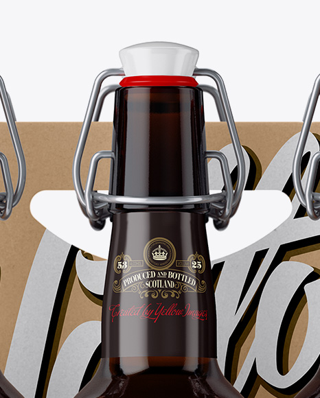 Kraft Paper 6 Pack Amber Bottle Carrier Mockup   Front View PSD #1