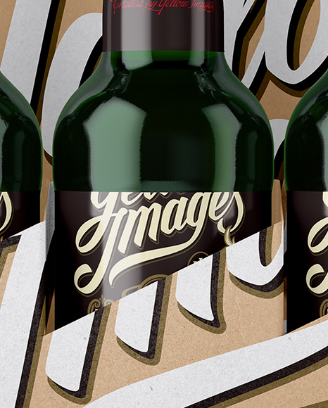 Download Kraft Paper 6 Pack Green Bottle Carrier Mockup Half Side ...