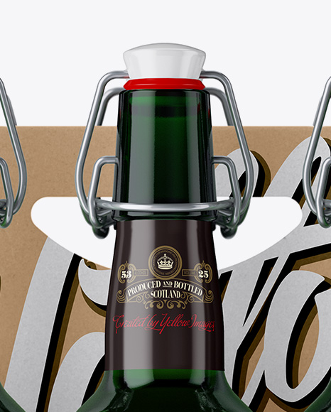 Kraft Paper 6 Pack Green Bottle Carrier Mockup   Front View PSD #1