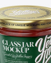 Glass Jar with Salsa Sauce Mockup - Halfside View on Yellow Images