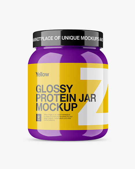 Glossy Protein Jar With Shrink Band Mockup PSD #3