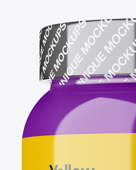 Glossy Protein Jar With Shrink Band Mockup PSD #4