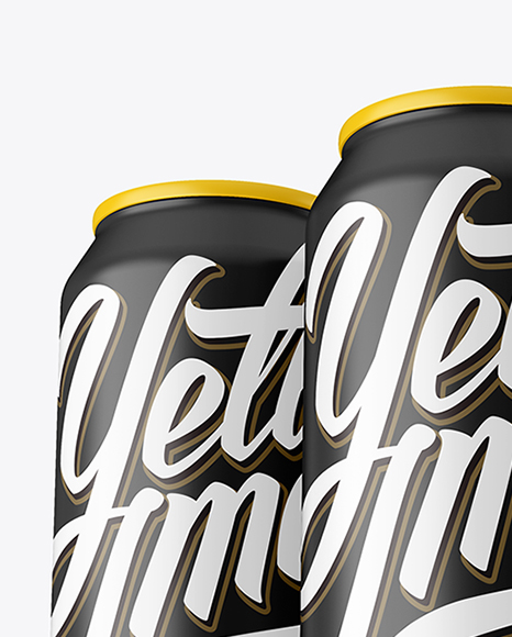 Three 500ml Aluminium Cans With Matte Finish Mockup - Hero Shot - Free