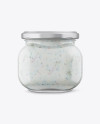 Glass Jar with Tartar Sauce - Front View on Yellow Images Object Mockups