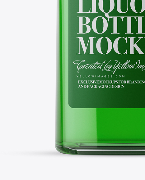 500ml Square Clear Glass Absinthe Bottle Mockup In Bottle Mockups On Yellow Images Object Mockups