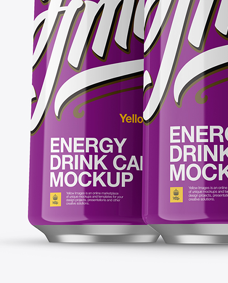 Download Three 500ml Glossy Aluminium Cans Mockup Hero Shot In Can Mockups On Yellow Images Object Mockups PSD Mockup Templates