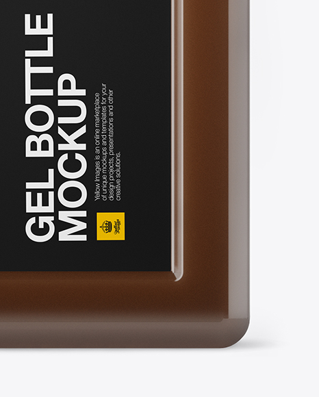 Download Clear Square Cosmetic Bottle With Dark Chocolate Gel Mockup In Bottle Mockups On Yellow Images Object Mockups PSD Mockup Templates