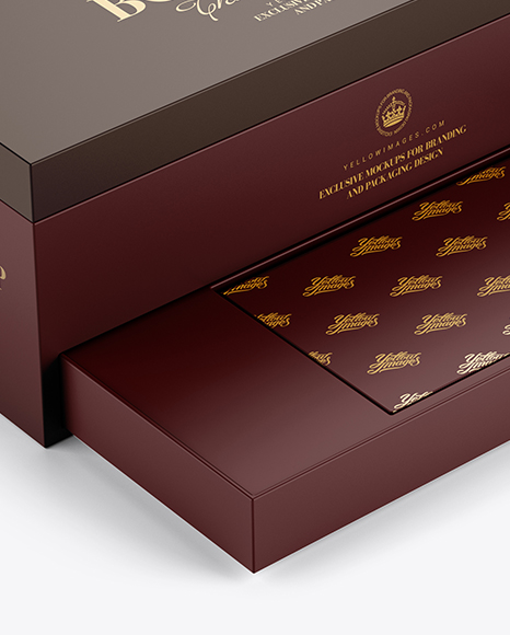 Download Opened Wine Box Mockup Halfside View High Angle Shot In Box Mockups On Yellow Images Object Mockups