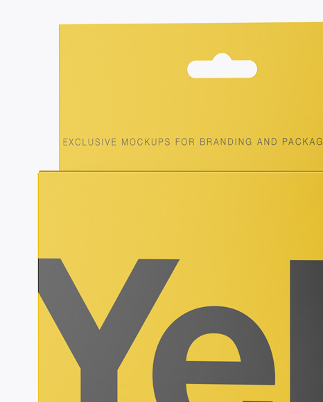 Matte Paper Box with Hang Tab Mockup   Half Side View PSD #2