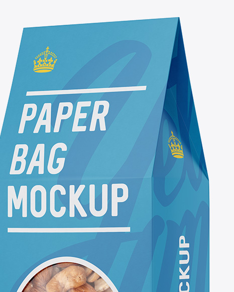 Download Paper Bag W Window Mockup Halfside View In Box Mockups On Yellow Images Object Mockups Yellowimages Mockups