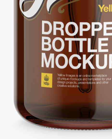 Blue Glass Bottle with Dropper Mockup   Front View PSD #1