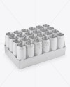 Download Transparent Pack with 24 Glossy Alminium Cans Mockup - Half Side View (High-Angle Shot) in ...