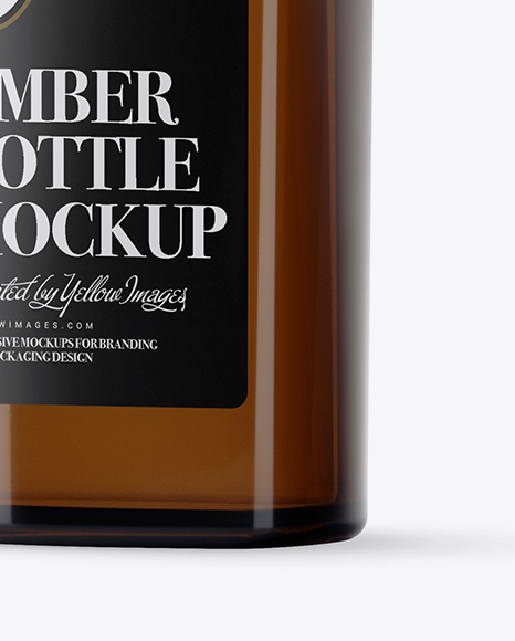 Download 500ml Square Amber Glass Bottle Mockup Half Side View In Bottle Mockups On Yellow Images Object Mockups PSD Mockup Templates