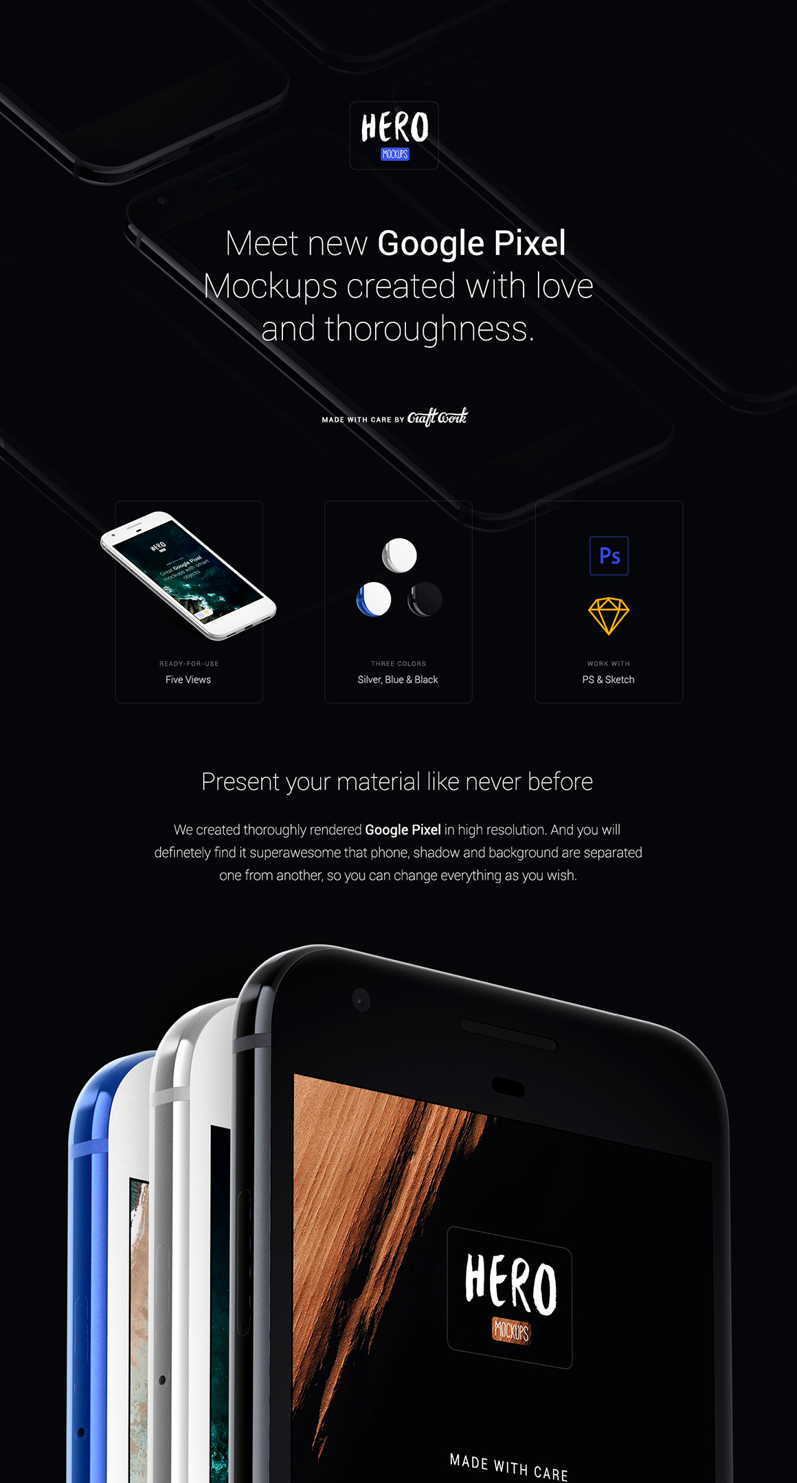 Download Hero Google Pixel Mockups In Device Mockups On Yellow Images Creative Store PSD Mockup Templates