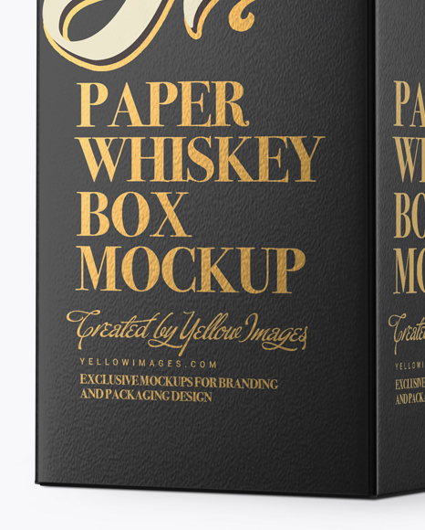 Download Paper Whisky Box Mockup Halfside View In Box Mockups On Yellow Images Object Mockups PSD Mockup Templates