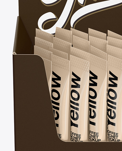 Download 36x Sachets Open Box Mockup - Front View (High Angle Shot) in Box Mockups on Yellow Images ...