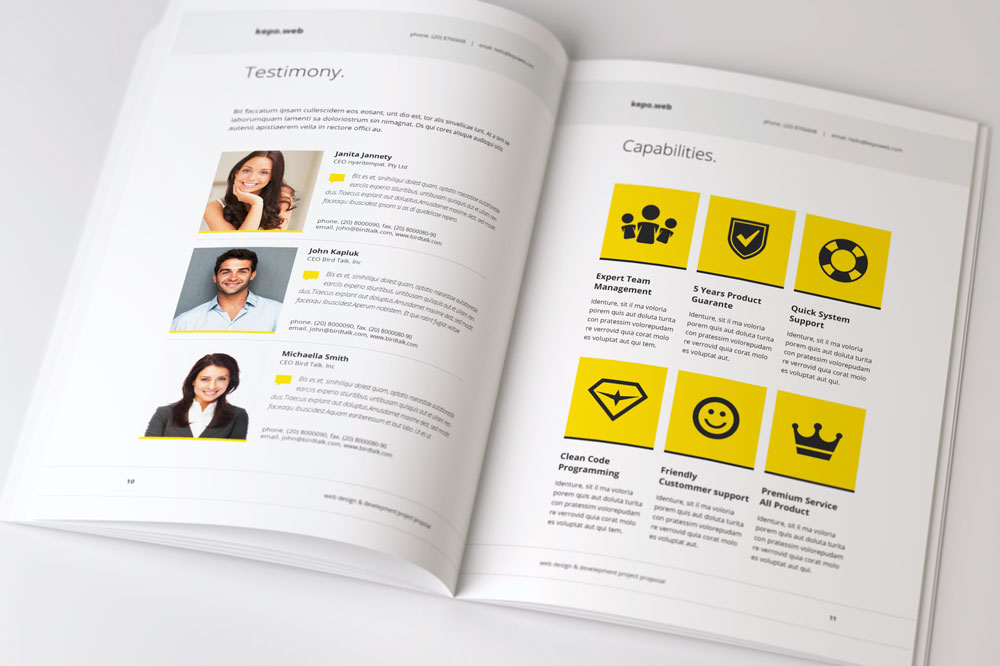 Download Web Design Proposal In Presentation Templates On Yellow Images Creative Store PSD Mockup Templates