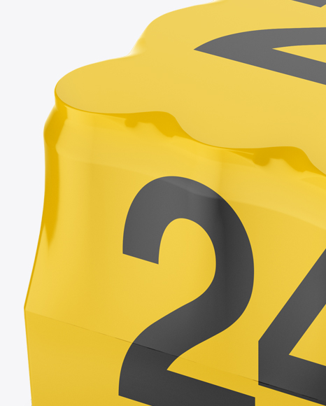 Pack with 24 Aluminium Cans Mockup - Halfside View (High-Angle Shot) on