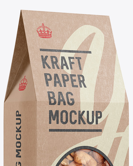 Download Kraft Paper Bag W Window Mockup Halfside View In Bag Sack Mockups On Yellow Images Object Mockups Yellowimages Mockups