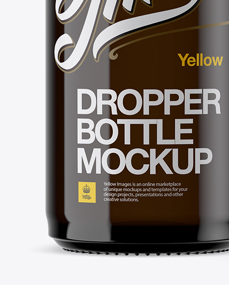 Open Dark Amber Bottle With Dropper Mockup PSD #6