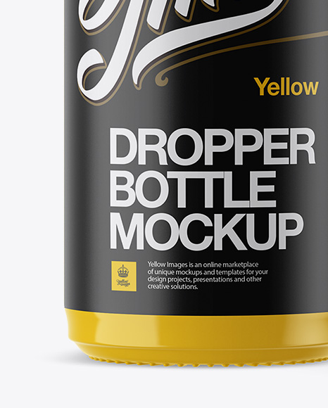 Download Open Glossy Bottle With Dropper Mockup in Bottle Mockups on Yellow Images Object Mockups