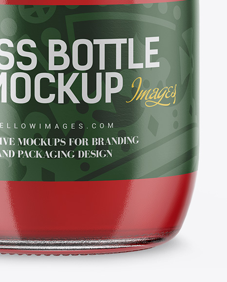 Clear Glass Bottle With Red Drink Mockup PSD #4