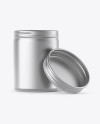 100ml Open Matte Metal Round Tin Box Mockup - Front View