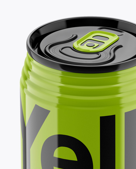 330ml Aluminium Can with Glossy Finish Mockup (High-Angle Shot) on