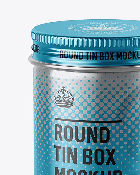 100ml Metallic Round Tin Box Mockup   High Angle Shot PSD #3