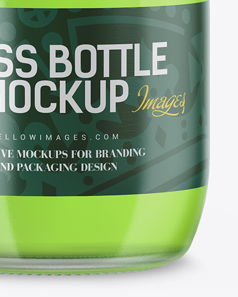 Clear Glass Bottle with Green Drink Mockup PSD #1