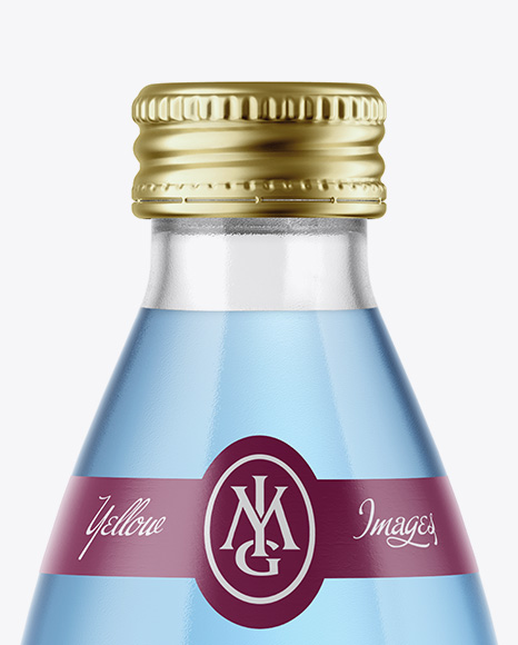 Clear Glass Bottle with Blue Drink Mockup