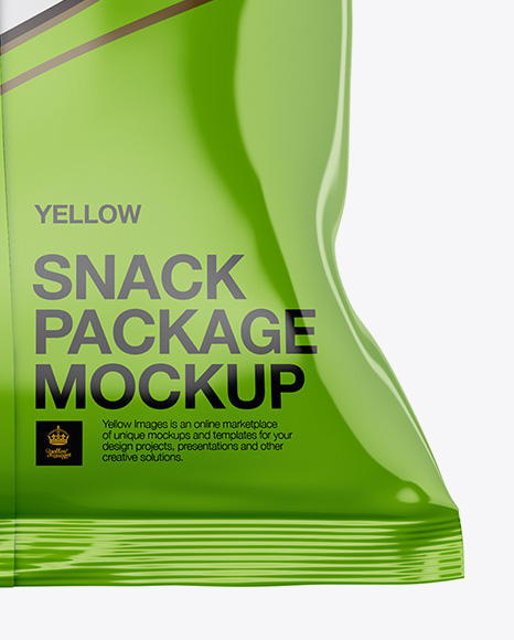 Glossy Snack Bag Mockup Back View In Bag Sack Mockups On Yellow Images Object Mockups