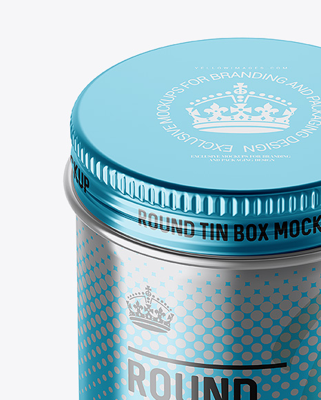 100ml Metallic Round Tin Box Mockup High Angle Shot In Box Mockups On Yellow Images Object Mockups