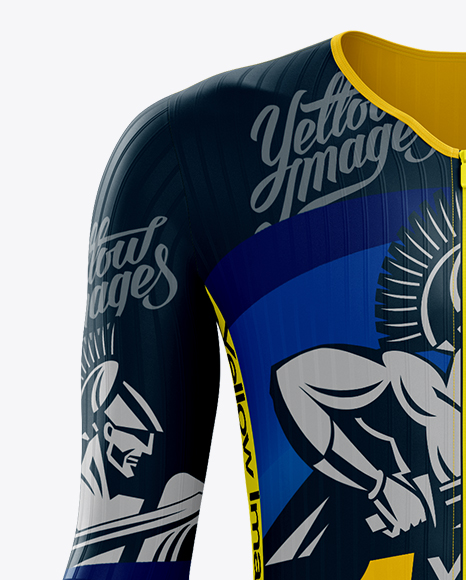 Men S Full Cycling Time Trial Kit Mockup Front View In Apparel Mockups On Yellow Images Object Mockups