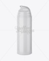 Open Glossy Cream Bottle with Pump Mockup - Half Side View on Yellow