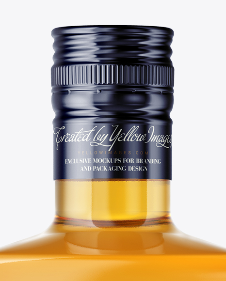 Download Square Clear Glass Bottle With Whiskey Mockup In Bottle Mockups On Yellow Images Object Mockups Yellowimages Mockups