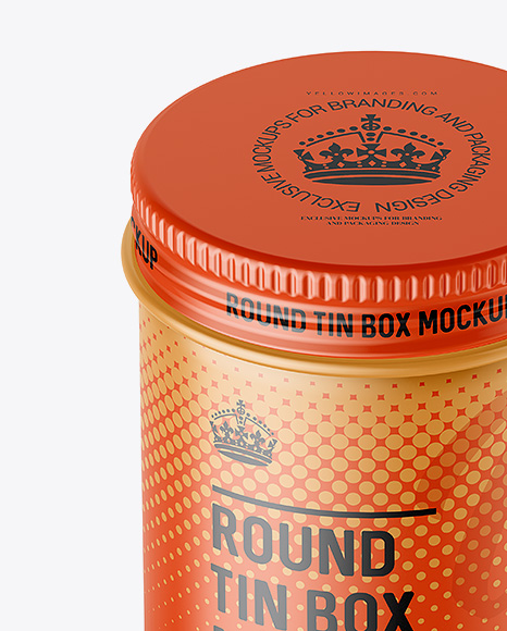 100ml Round Tin Box with Matte Finish Mockup   High Angle Shot PSD #2