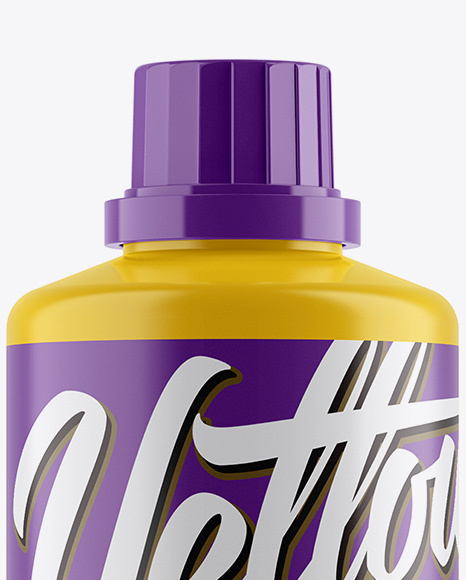 Glossy Plastic Bottle With Open Measuring Cap Mockup PSD #2