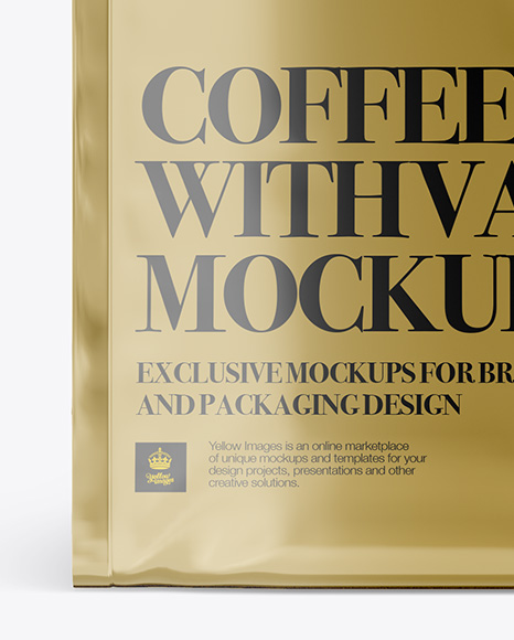 Metallic Coffee Bag With Valve Mockup   Front View PSD #1