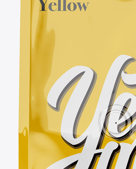 Glossy Coffee Bag With Valve Mockup   Front View PSD #2