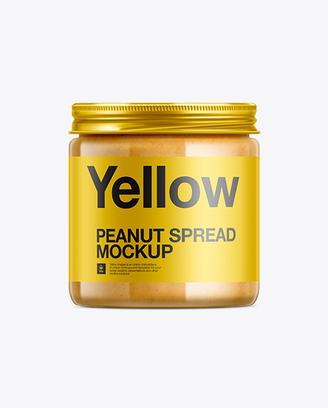 Download Clear Plastic Jar with Peanut Butter Mockup in Jar Mockups on Yellow Images Object Mockups